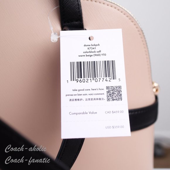 NWT Kate Spade Staci Dome Top Zip Leather Backpack in Warm Beige Colorblock - Picture 7 of 12